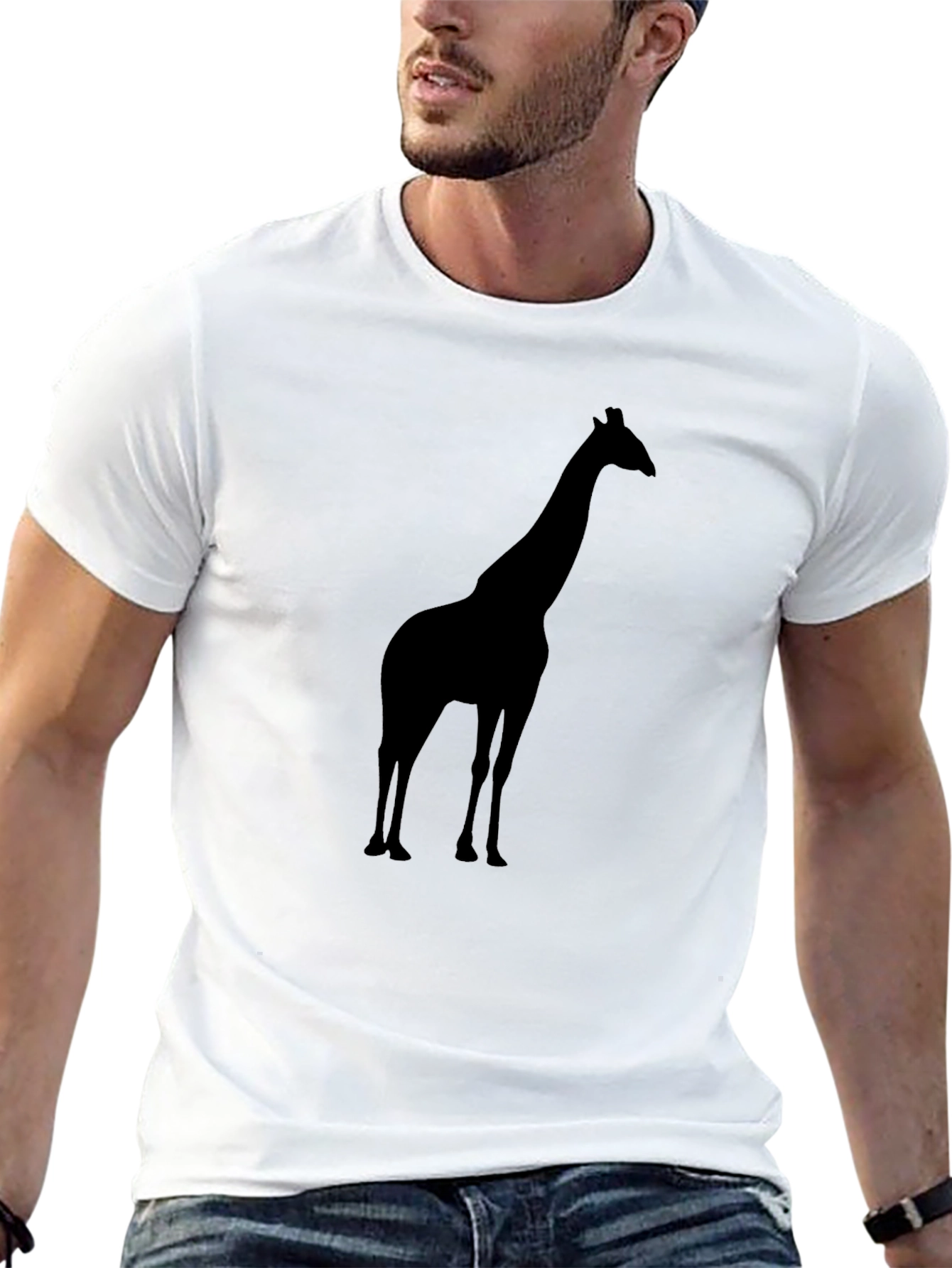 Black Giraffe Silhouette Black T-Shirt view 13