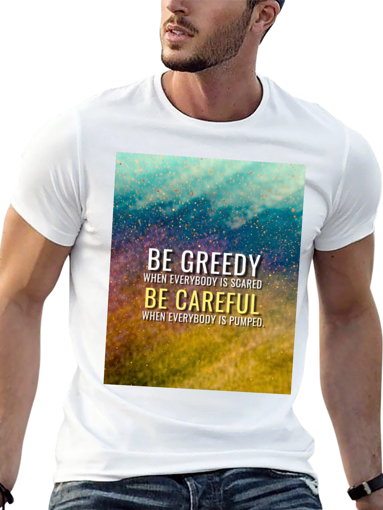 Black Be Greedy Be Careful Black T-Shirt view 13