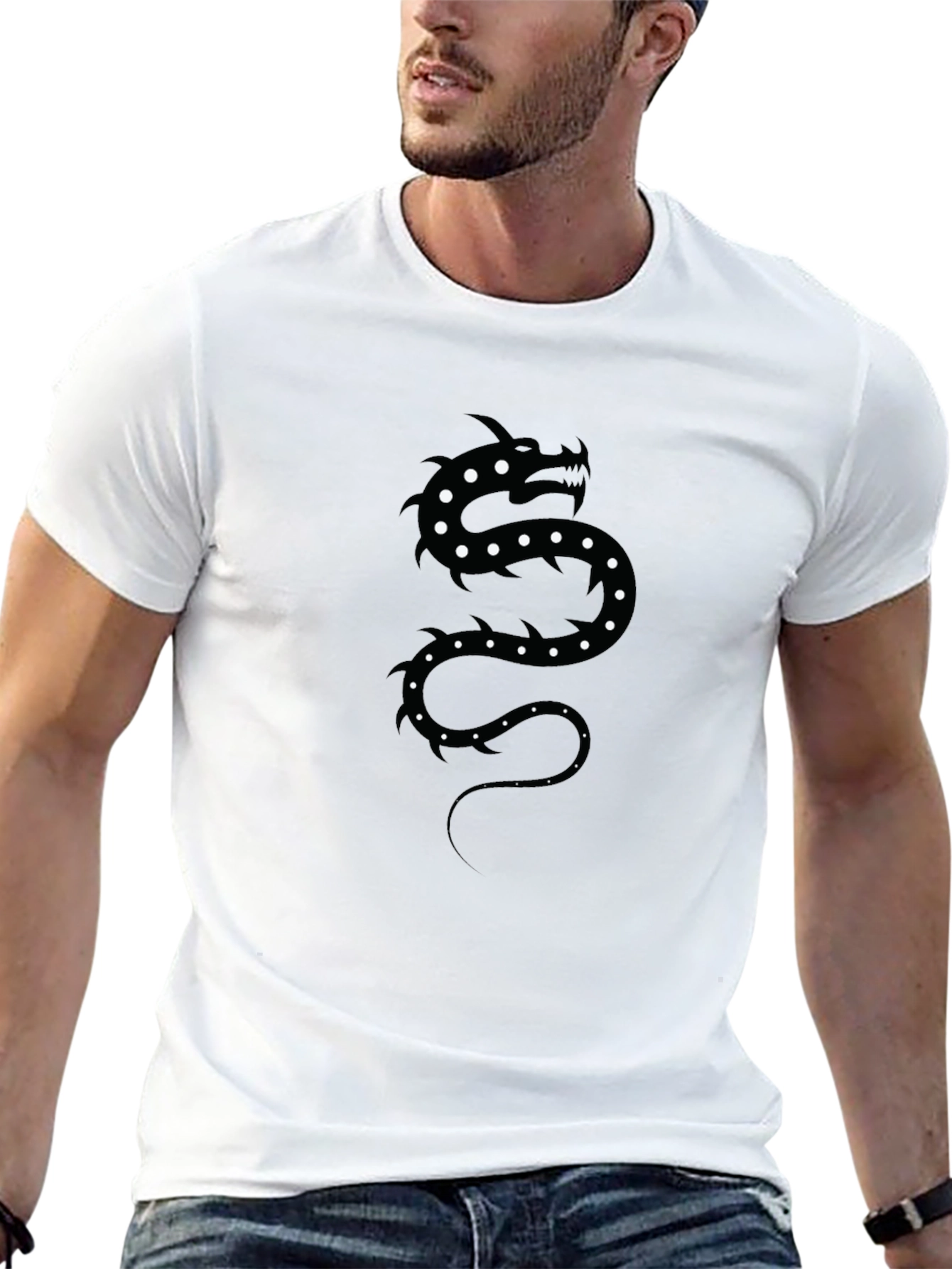 Black Black Dragon Print T-Shirt view 13