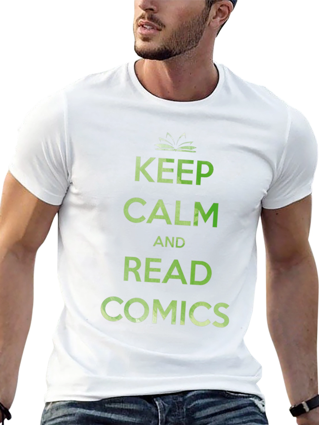 Black Keep Calm and Read Comics T-Shirt - Black view 13