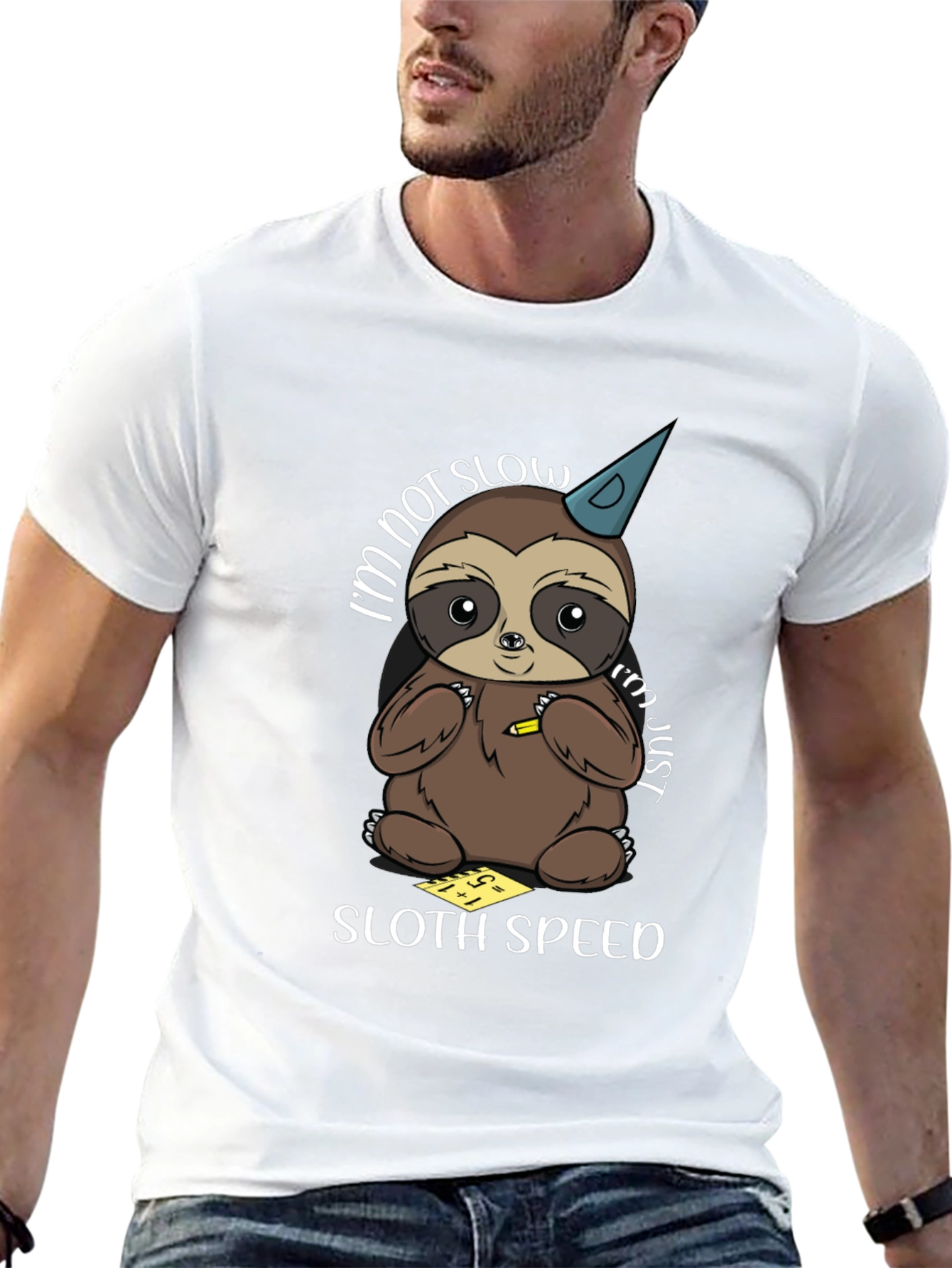Black Cute Sloth Math T-Shirt - Sloth Speed view 13
