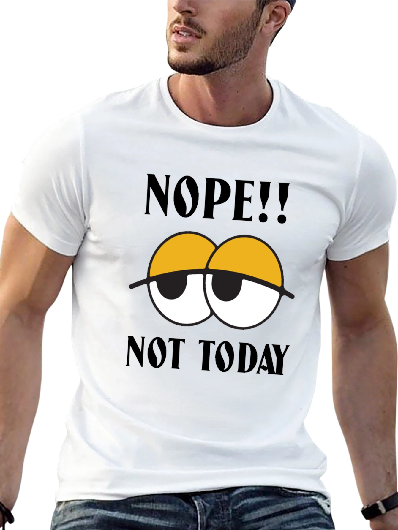 Black Nope Not Today Graphic Tee - Men's Black Cotton T-Shirt view 13