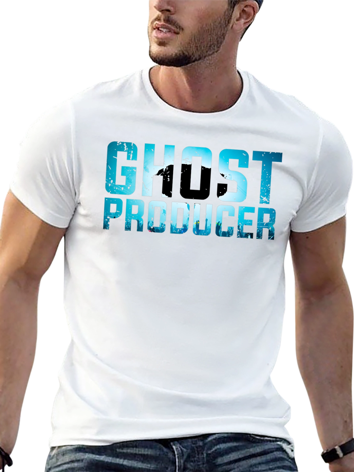 Black Ghost Producer T-Shirt - Unique Design Tee view 13