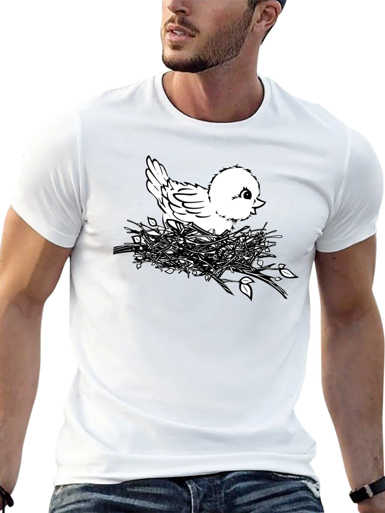 Black Cute Chick in Nest Graphic T-Shirt - Black view 13