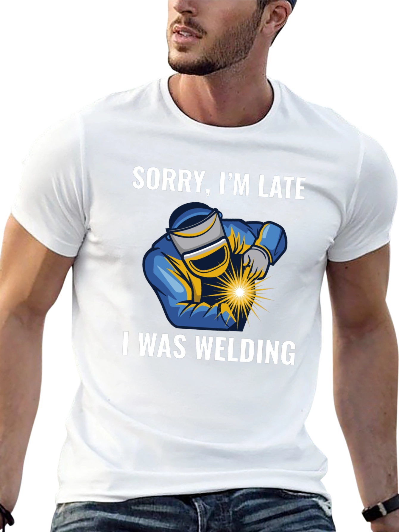 Black Sorry I'm Late I Was Welding T-Shirt - Black view 13
