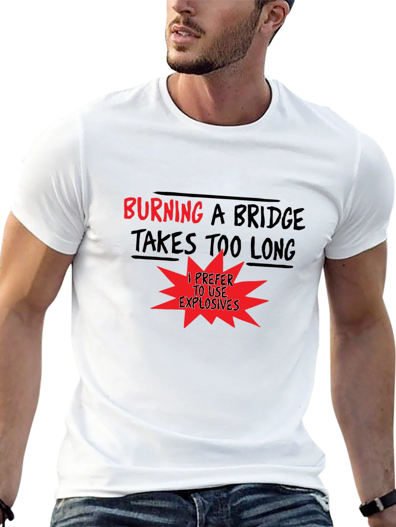 Black Burning Bridges Funny Graphic Tee view 13
