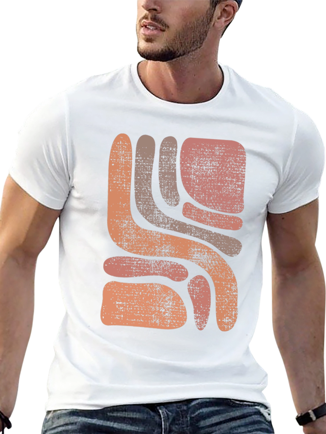 Retro Abstract Graphic Print Men's T-Shirt - 13