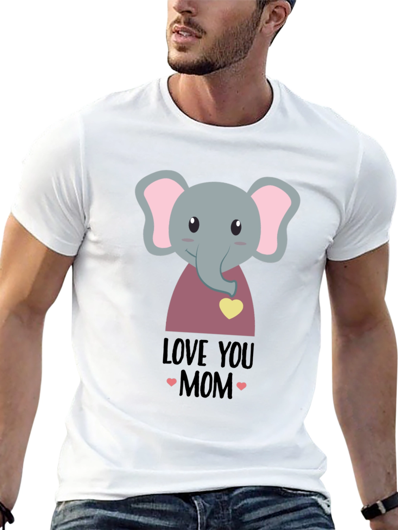 Black Love You Mom Elephant Graphic T-Shirt view 13