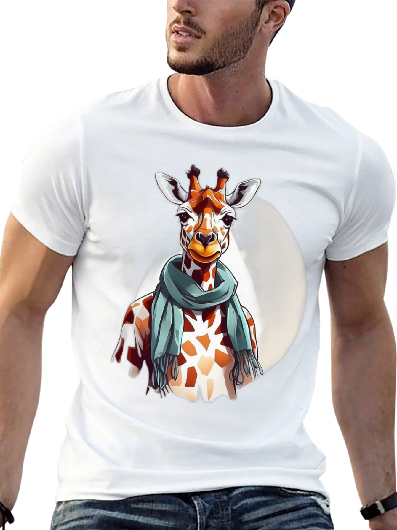 Black Giraffe Scarf Graphic Tee - Unique Design view 13