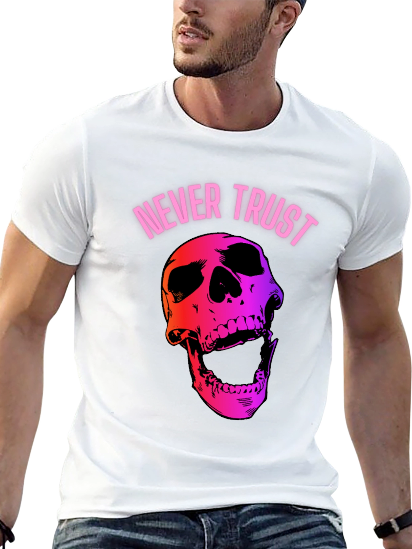 Black Never Trust Skull Graphic Tee view 13