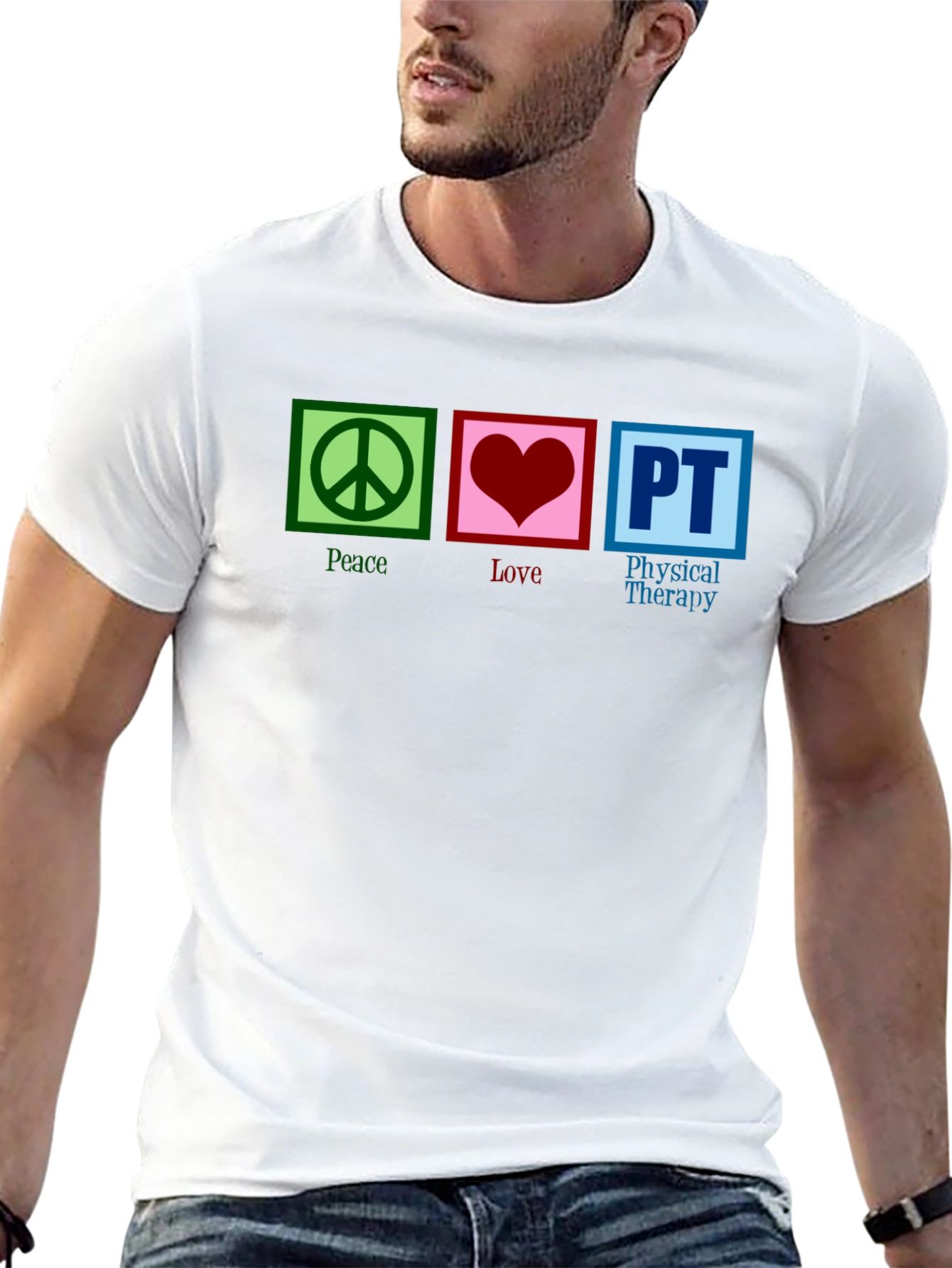 Black Peace Love PT Therapy T-Shirt view 13