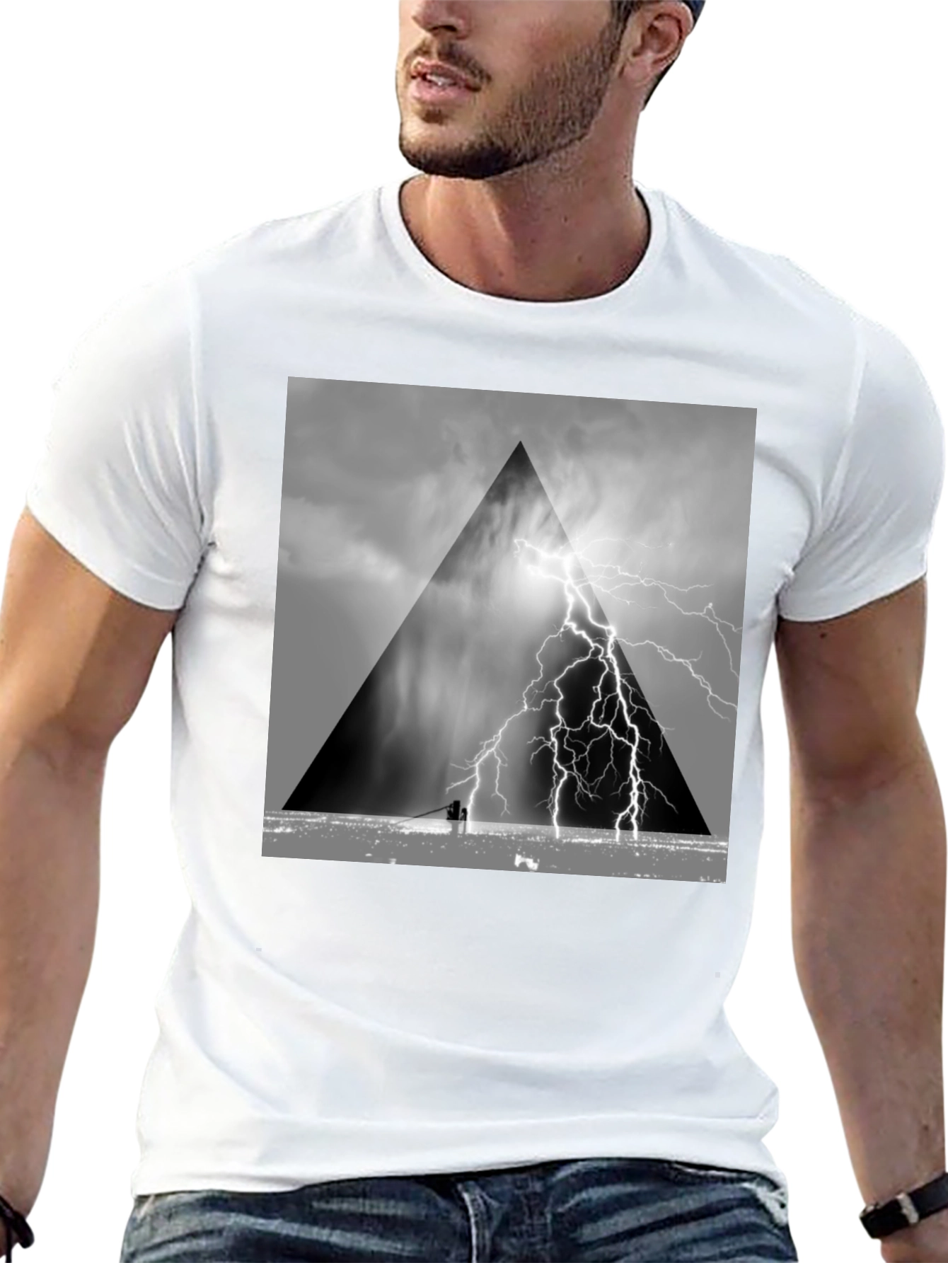 Black Stormy Triangle Graphic T-Shirt view 13