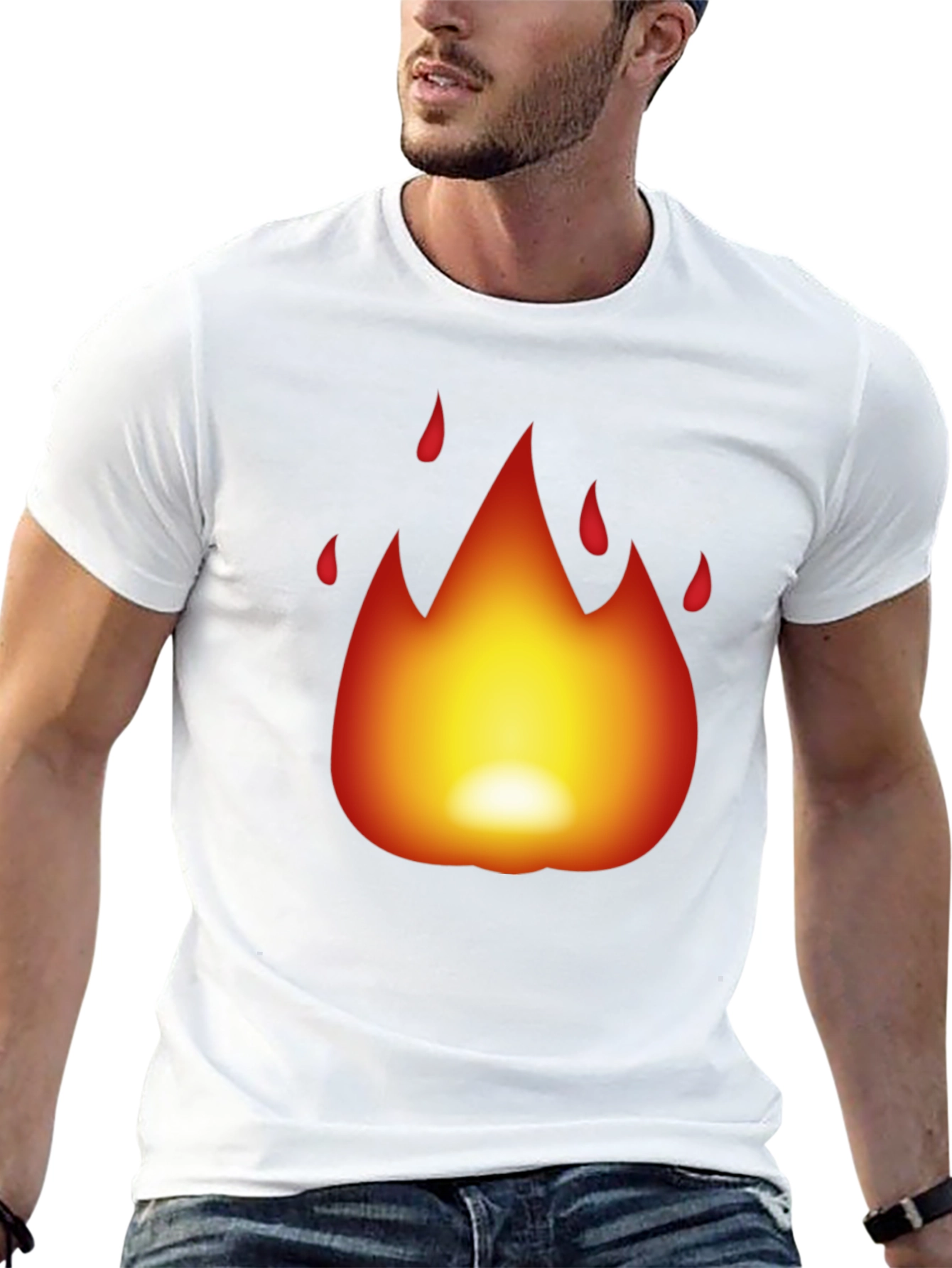 Black Fiery Flame Graphic Black T-Shirt view 13
