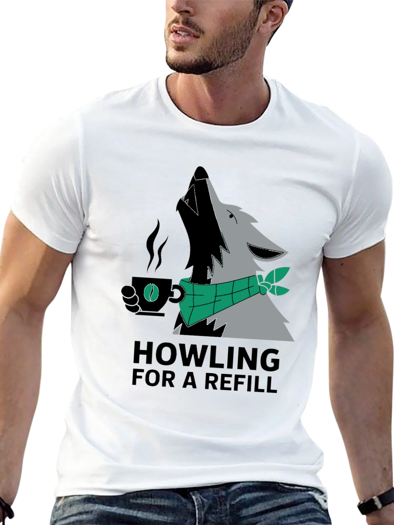 Black Howling For A Refill Wolf Coffee T-Shirt view 13