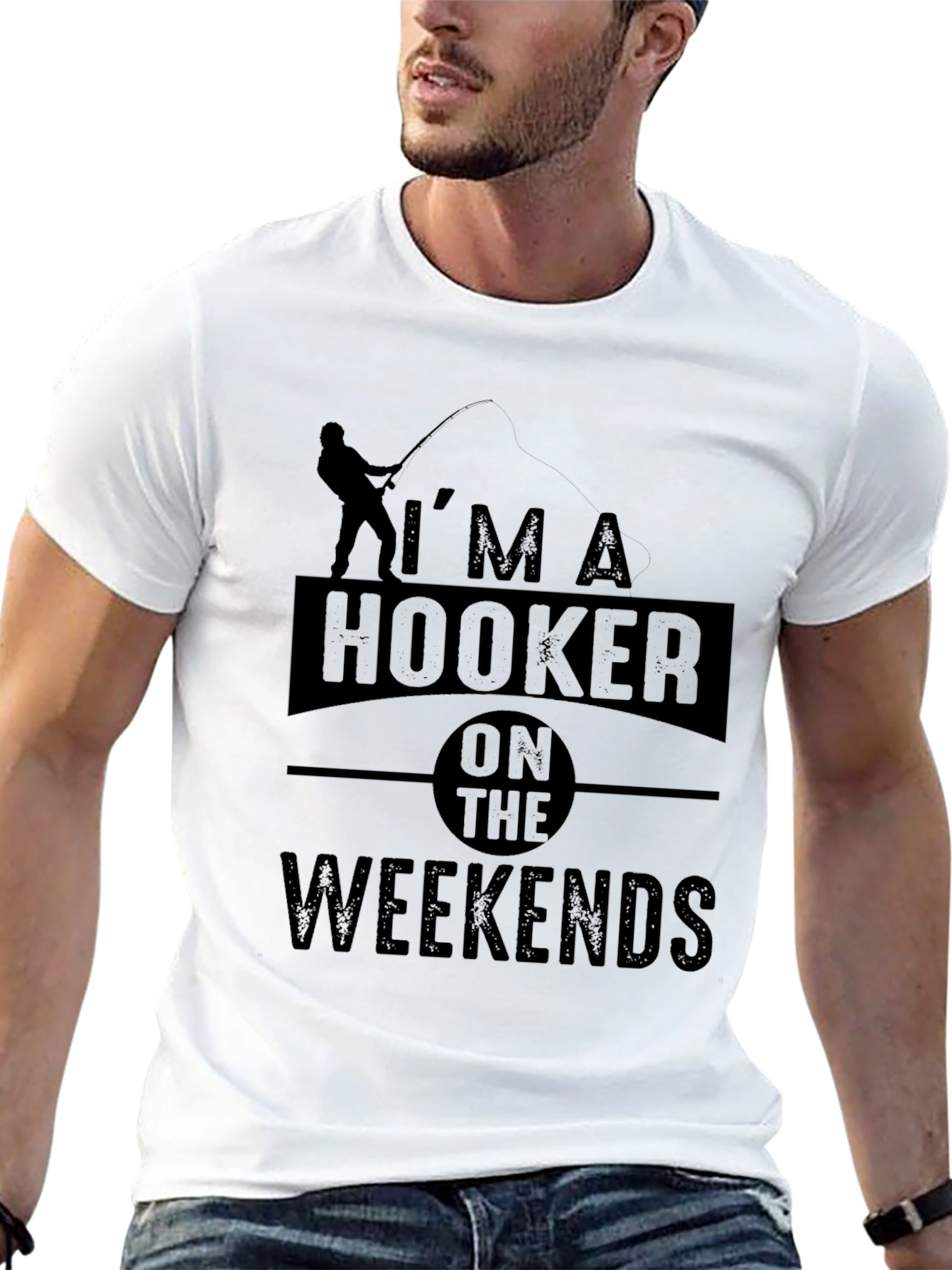 Black I'm A Hooker On The Weekends Fishing T-Shirt view 13