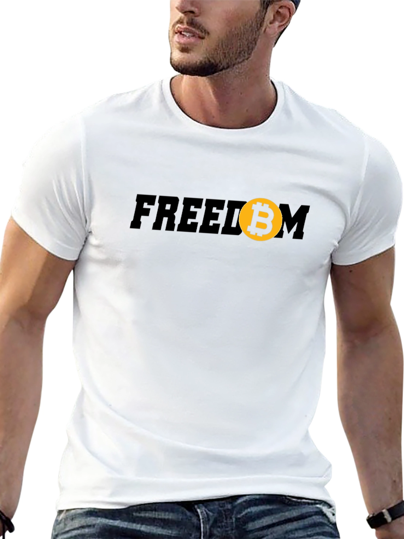 Black Freedom Bitcoin Graphic Tee - Crypto Fashion view 13
