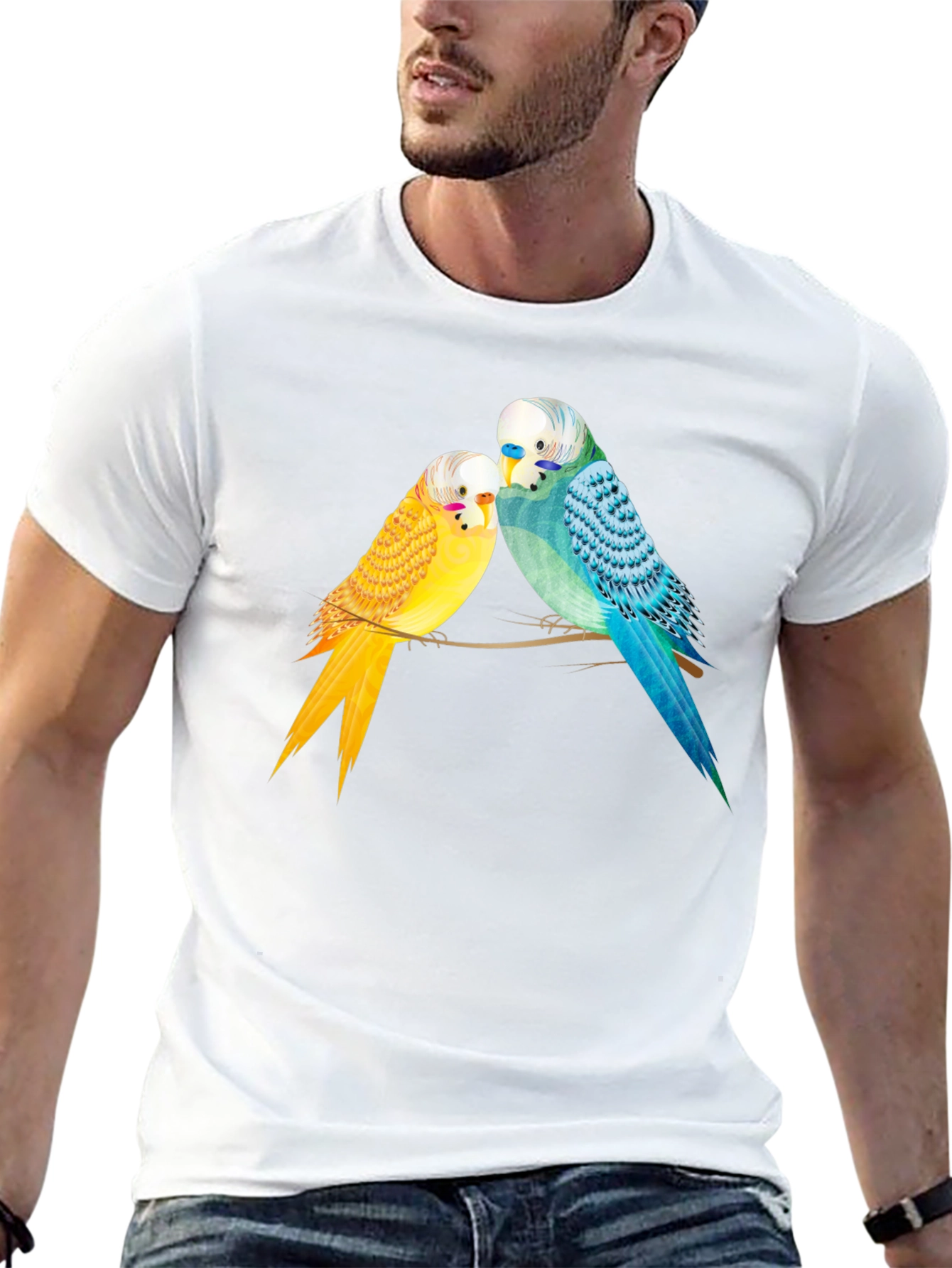 Black Budgie Bird Graphic Tee -  Cute Parakeet Lovers T-Shirt view 13