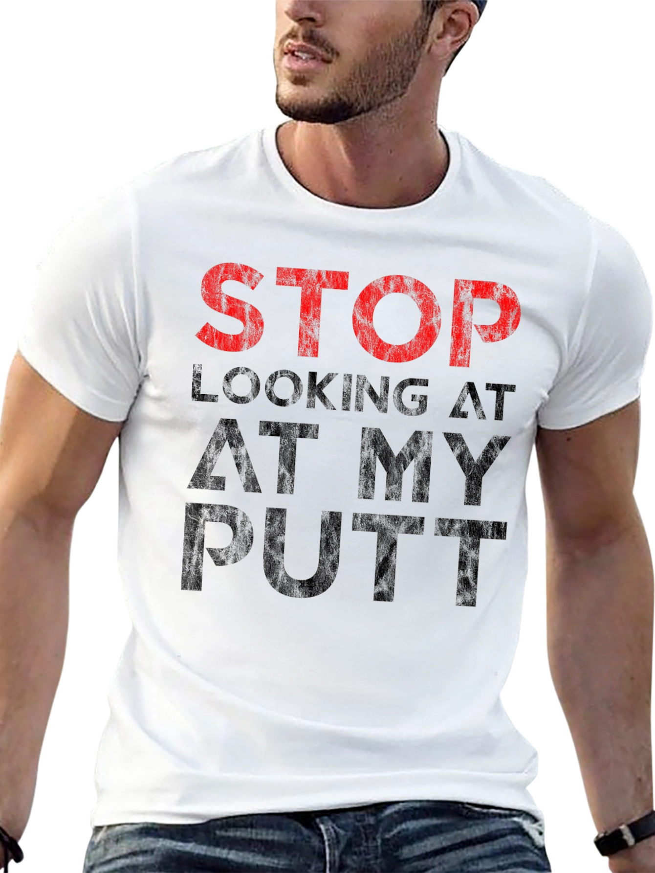 Black Stop Looking At My Putt T-Shirt - Funny Golf Tee view 13