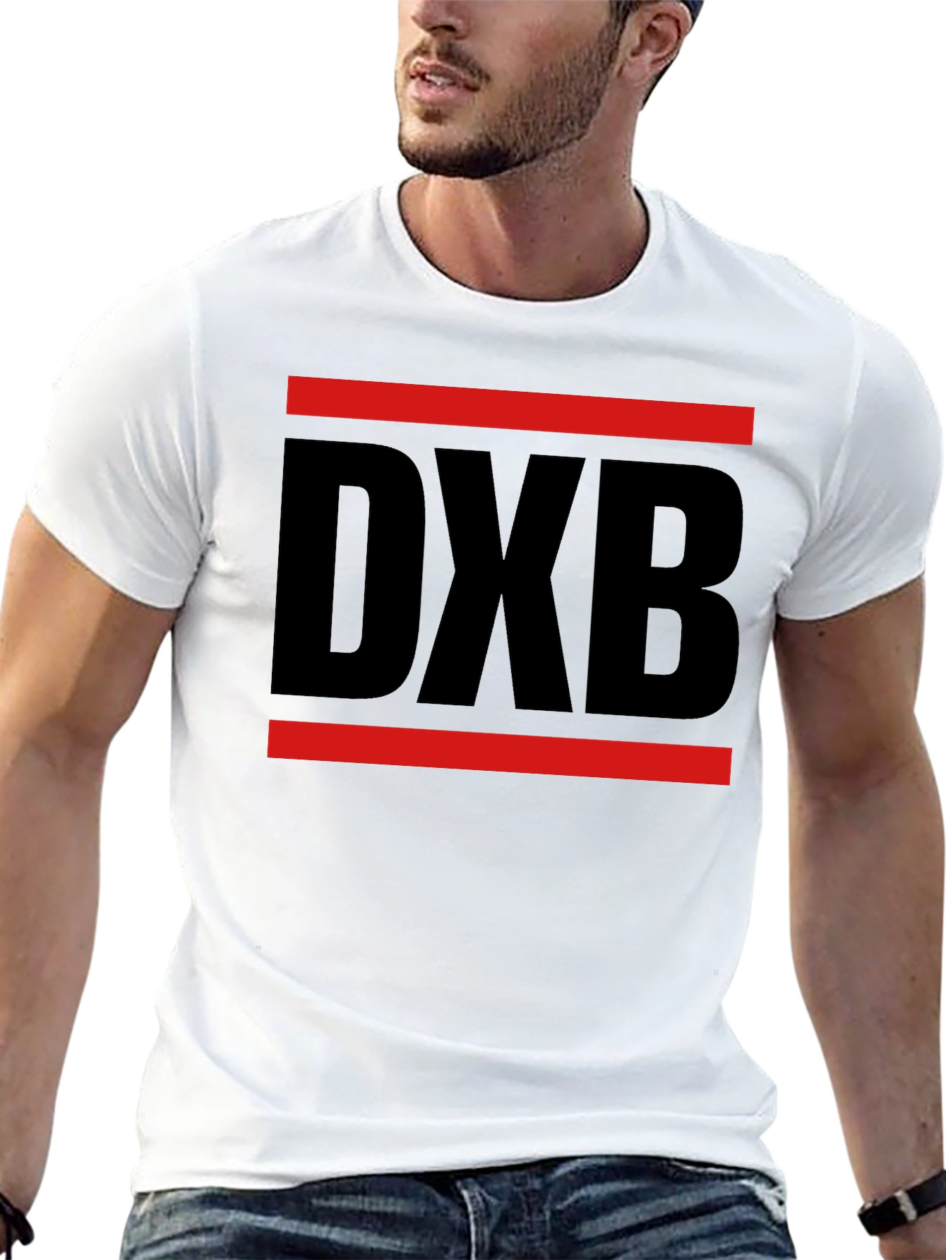 Black DXB Bold Graphic Tee - Modern Airport Code Shirt view 13