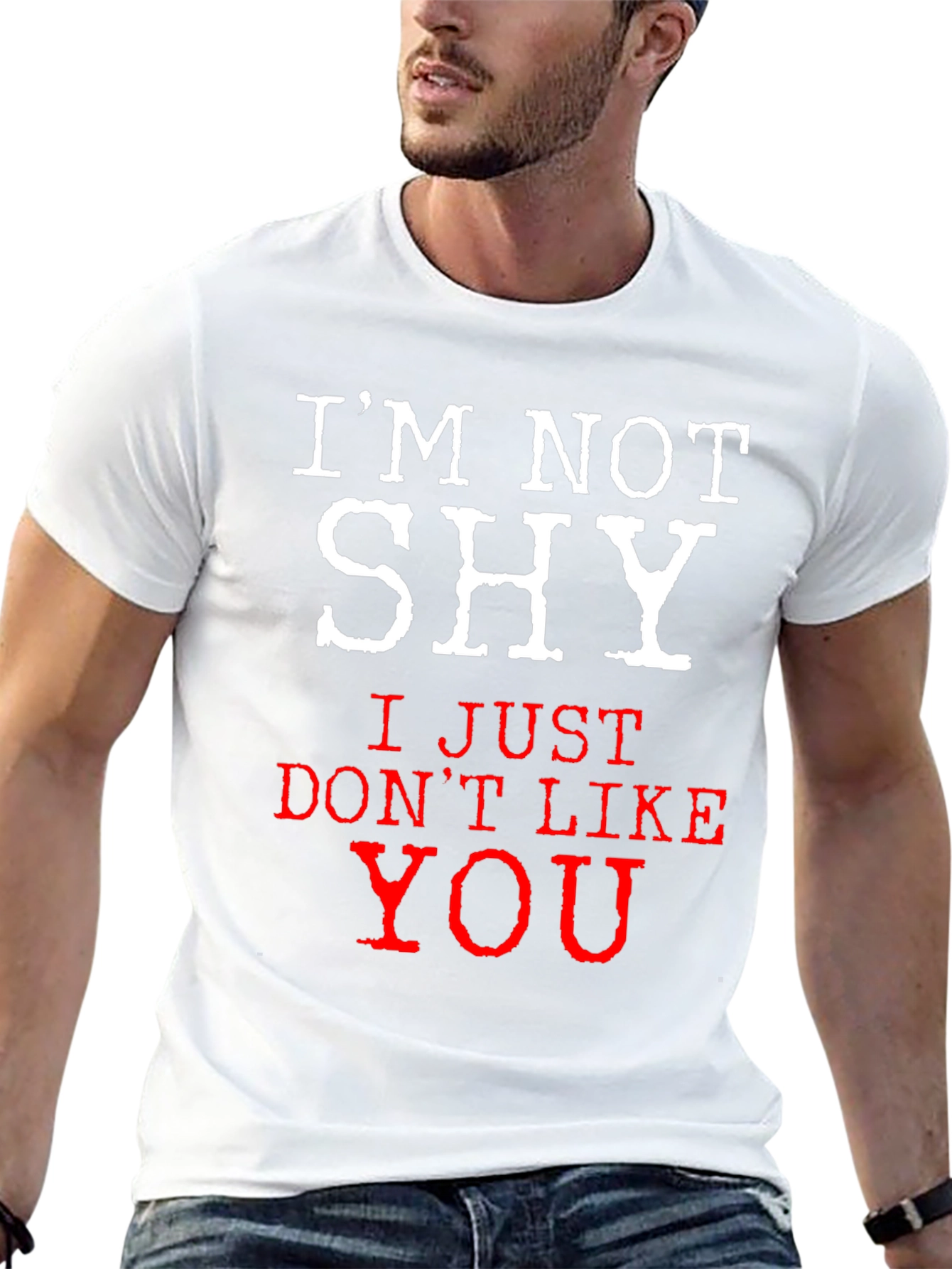Black I'm Not Shy Funny Graphic T-Shirt view 13