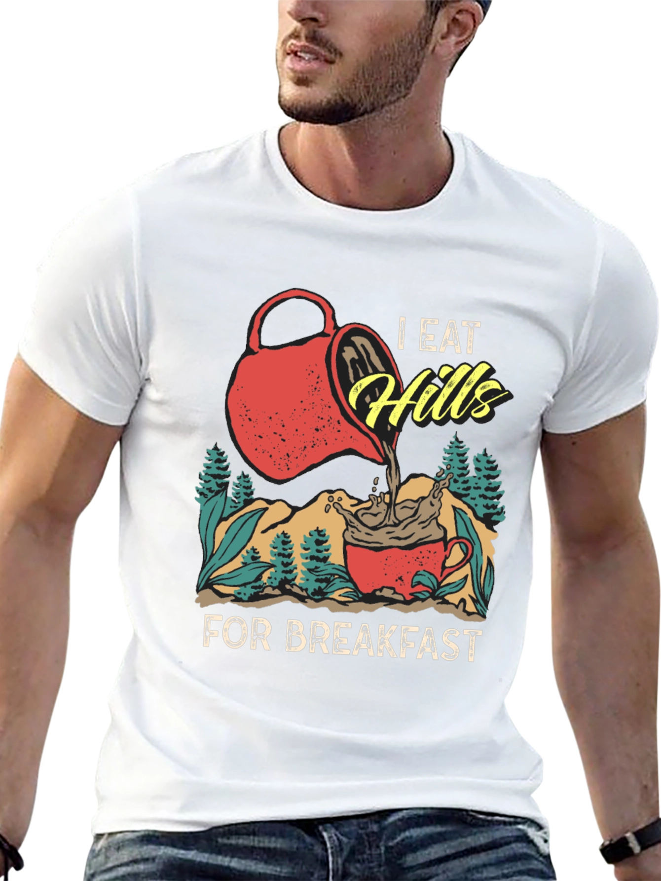 Black I Eat Hills for Breakfast Tee view 13