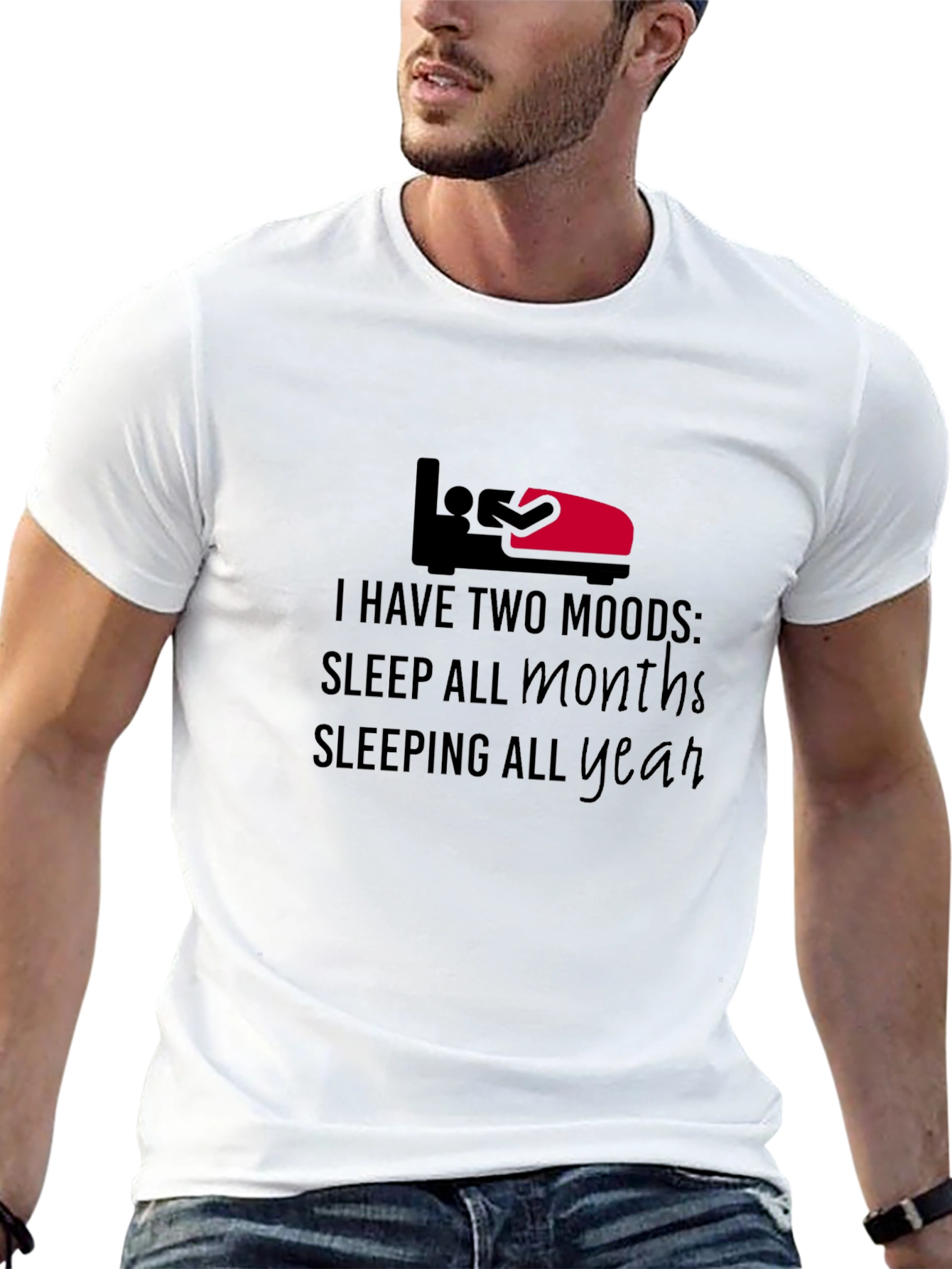 Black Two Moods Sleep T-Shirt view 13