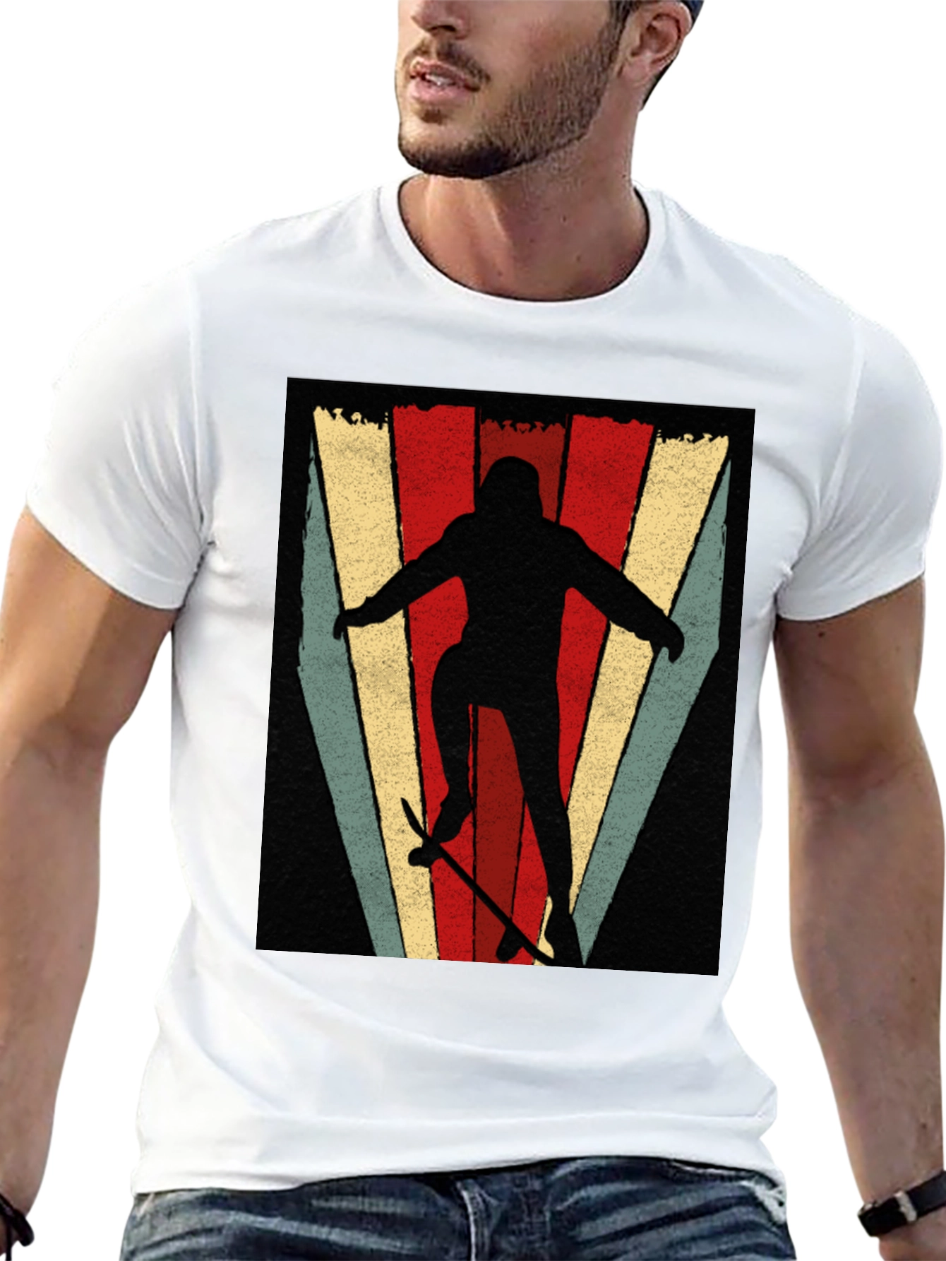 Black Retro Skateboarder Graphic T-Shirt view 13