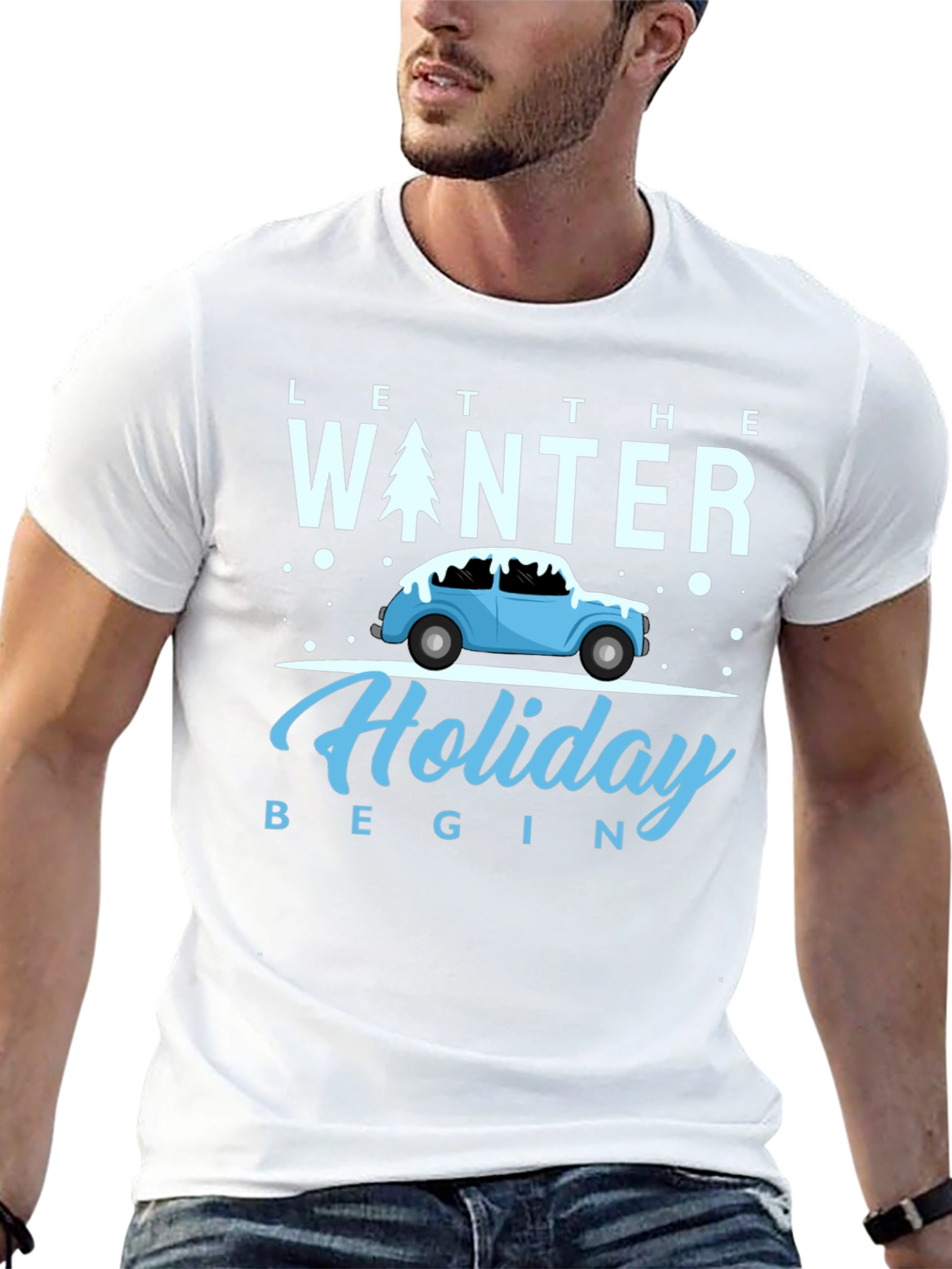 Black Winter Holiday Tee: Let the Holiday Begin Shirt view 13