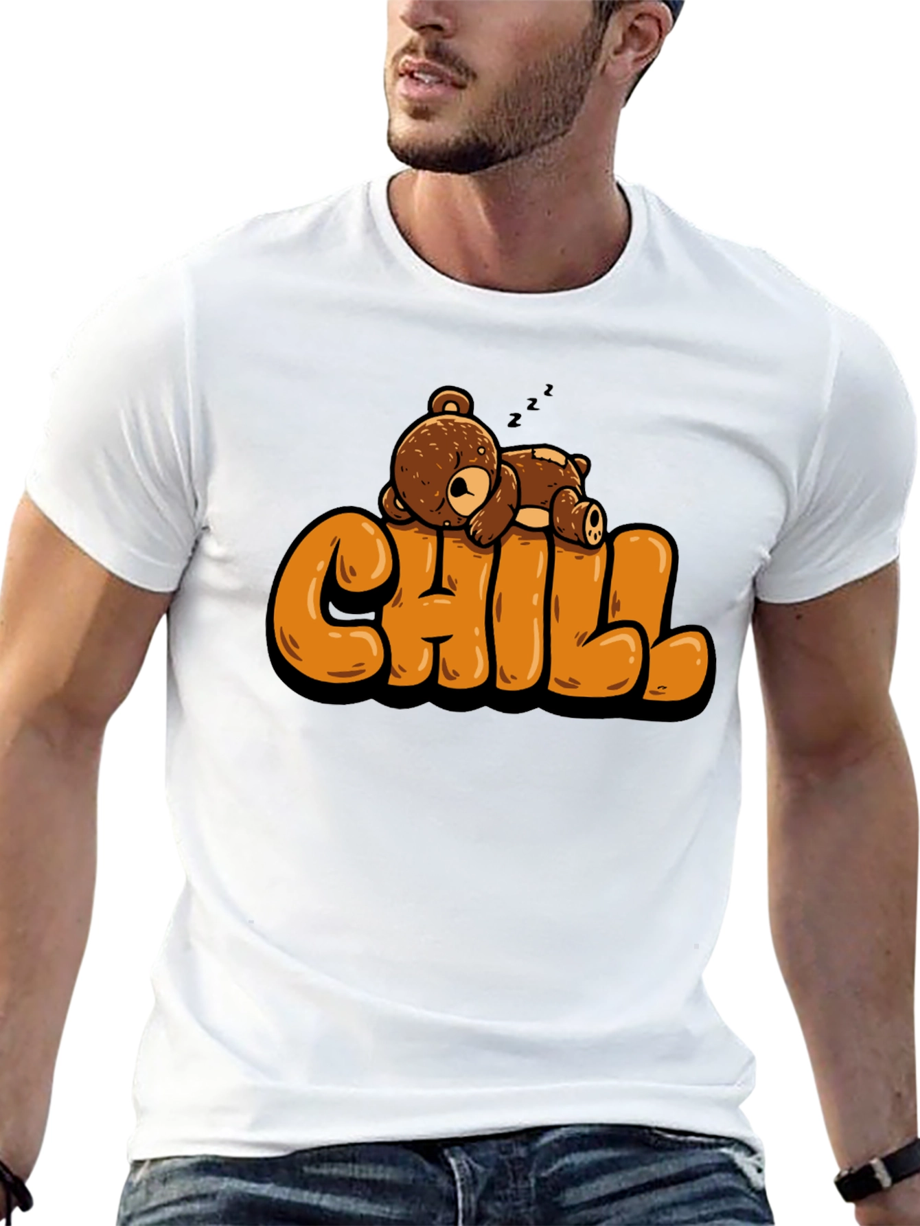 Black Chill Bear T-Shirt - Relaxed Style view 13