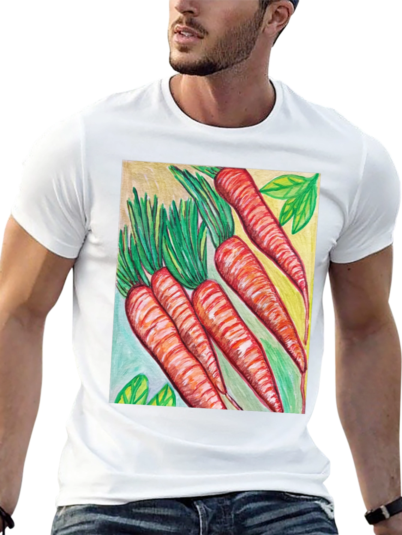 Black Carrot Art Graphic Tee - Quirky Unisex T-Shirt view 13