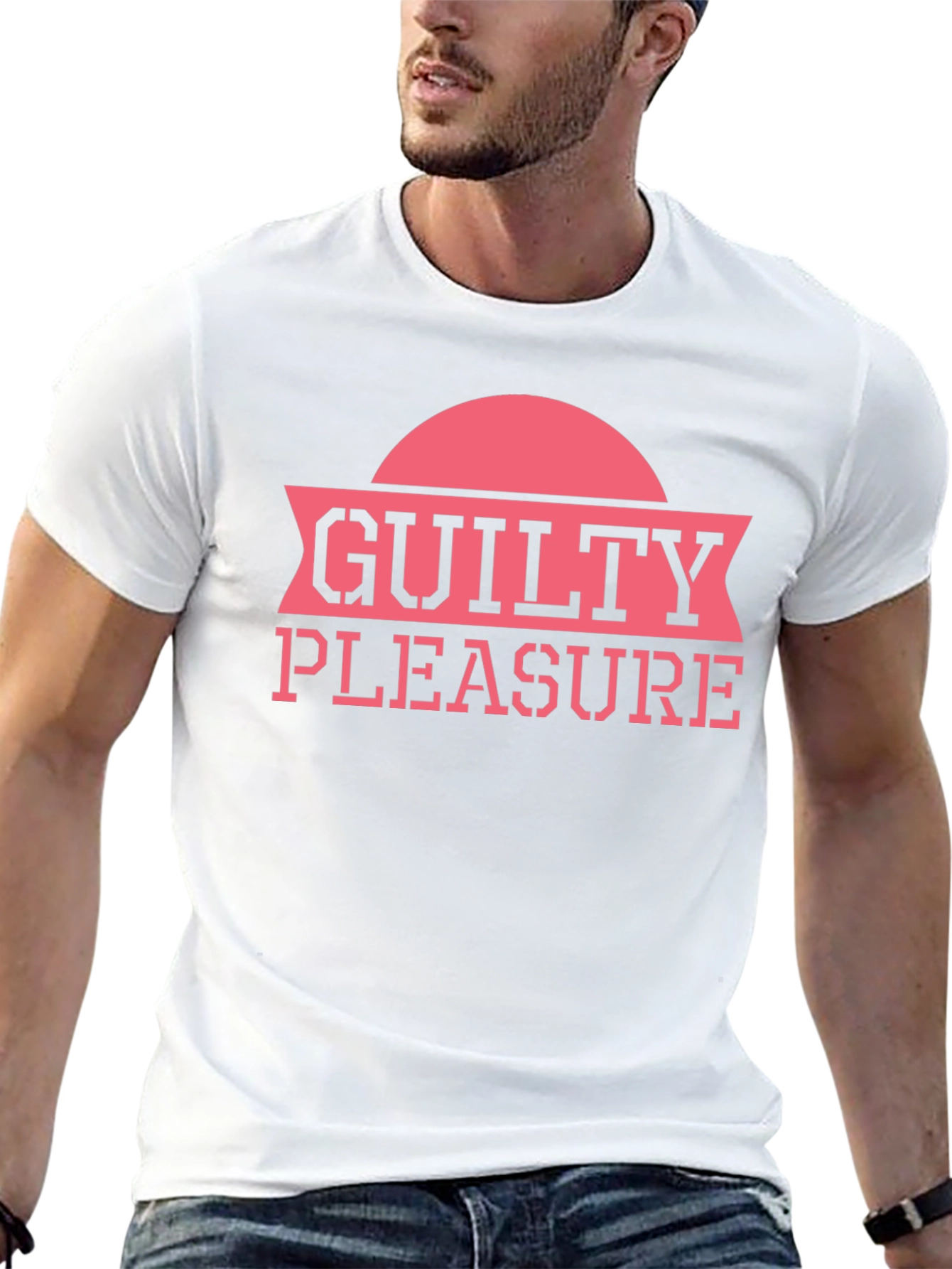 Black Guilty Pleasure Graphic Tee - Black Cotton T-Shirt view 13