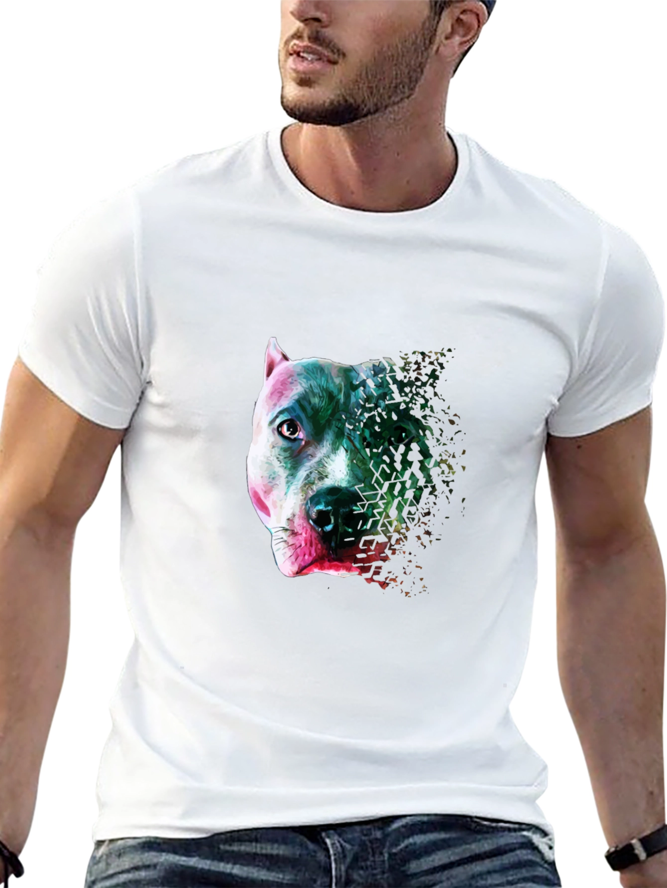 Black Pitbull Head Graphic T-Shirt - Stylish Men's Tee view 13
