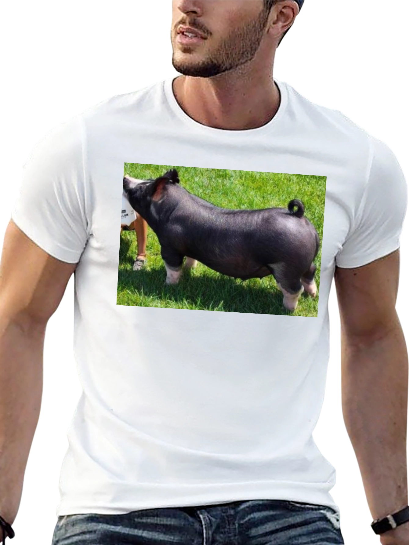 Black Black T-Shirt with Pig Graphic Tee view 13