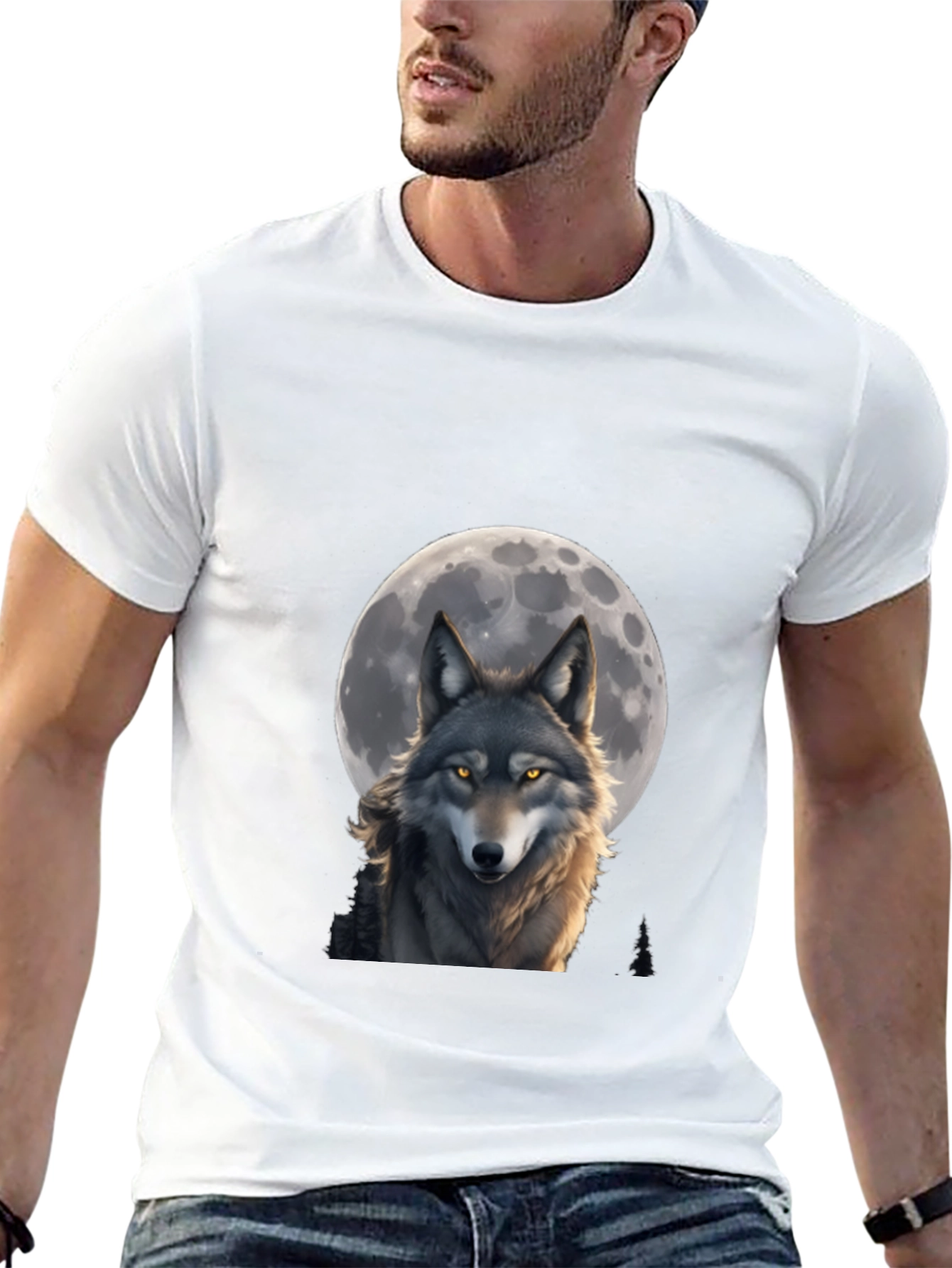 Black Wolf Moon T-Shirt - Artistic Wildlife Design view 13