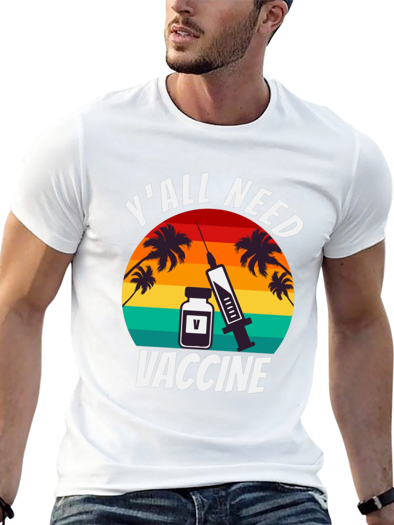 Black Y'all Need Vaccine Graphic T-Shirt view 13