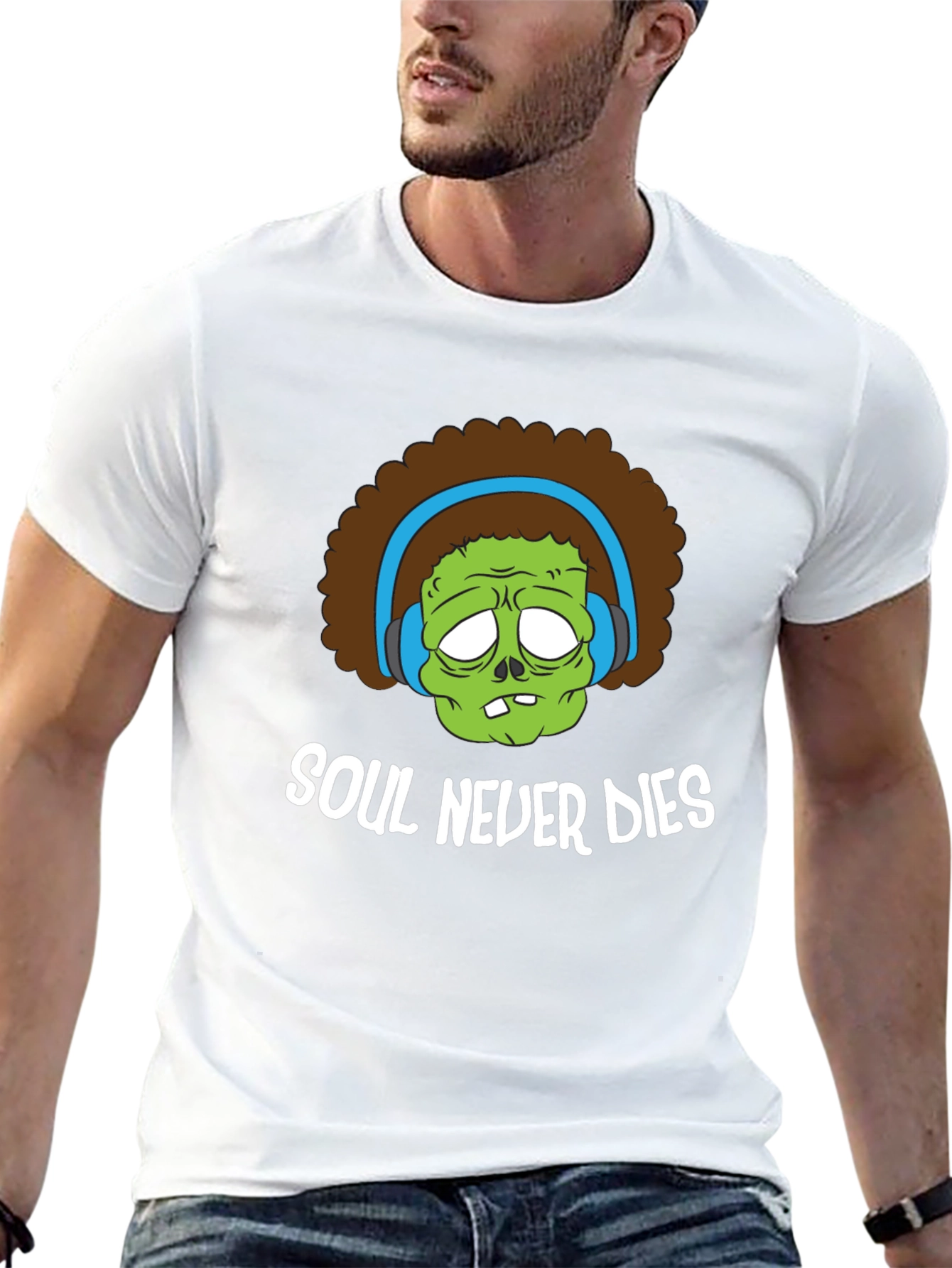 Black Soul Never Dies Black Graphic T-Shirt view 13