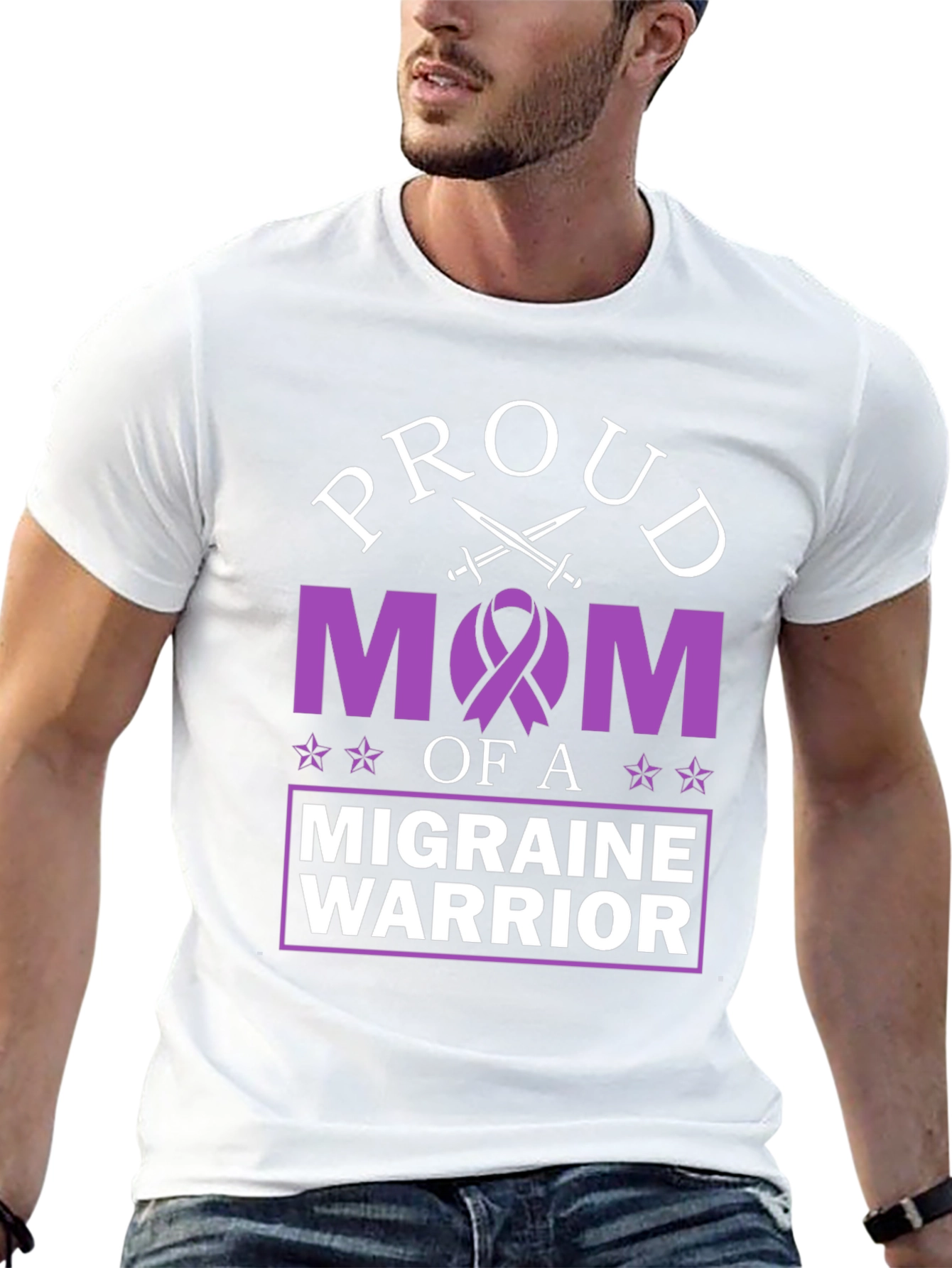 Black Proud Mom of a Migraine Warrior Graphic T-Shirt view 13