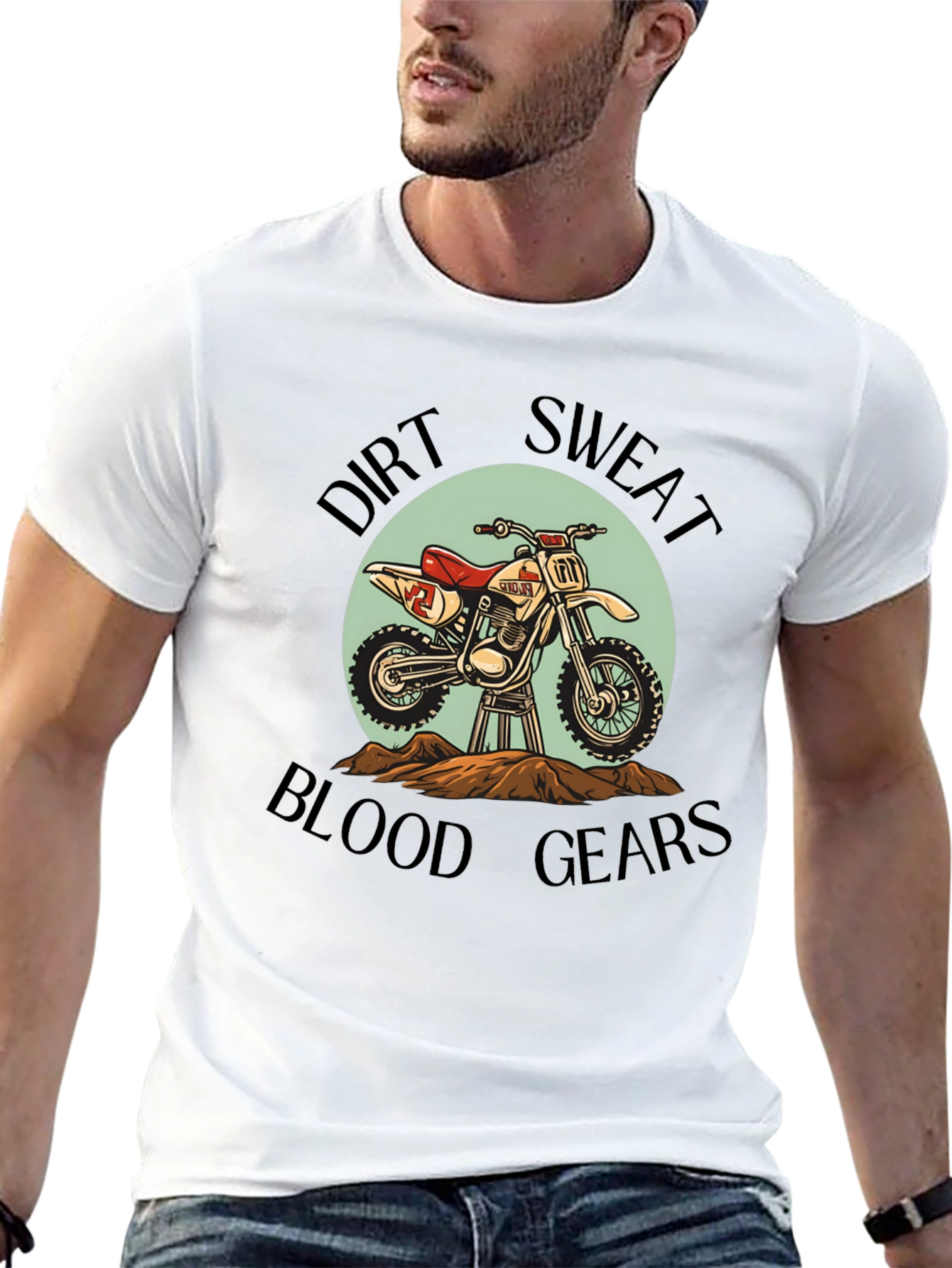 Black Dirt Bike T-Shirt: Sweat, Blood, & Gears view 13