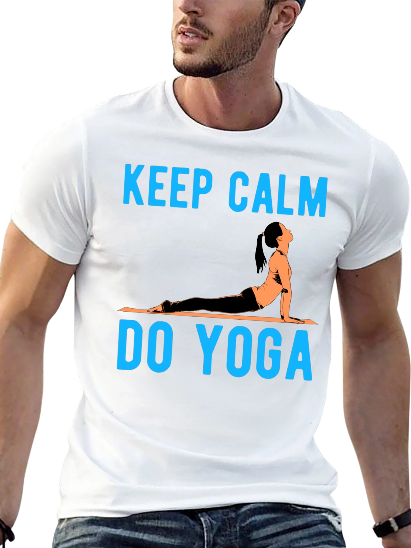 Black Keep Calm Do Yoga T-Shirt - Black Cotton Blend view 13