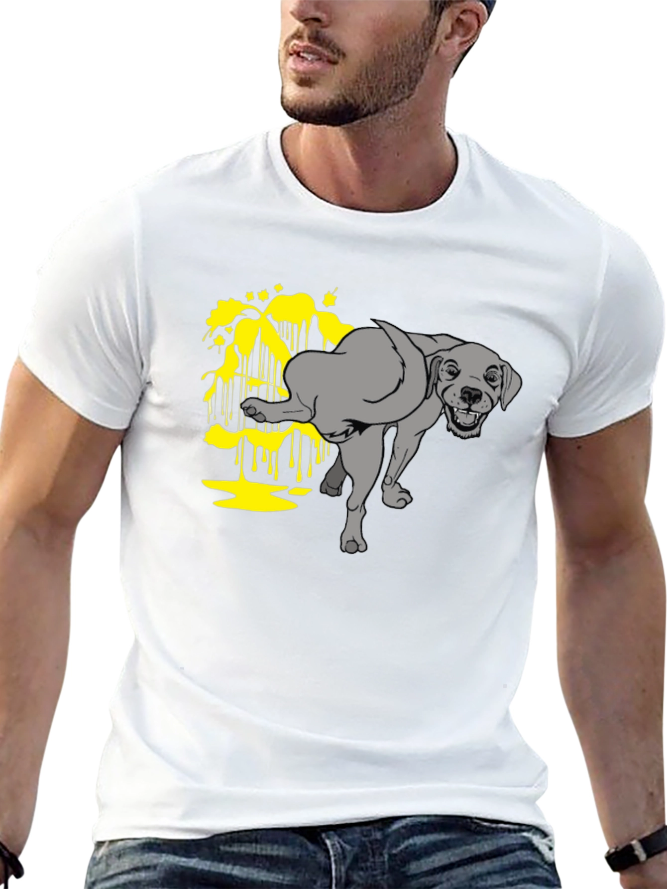 Black Funny Dog Peeing Humor Graphic Black T-Shirt view 13