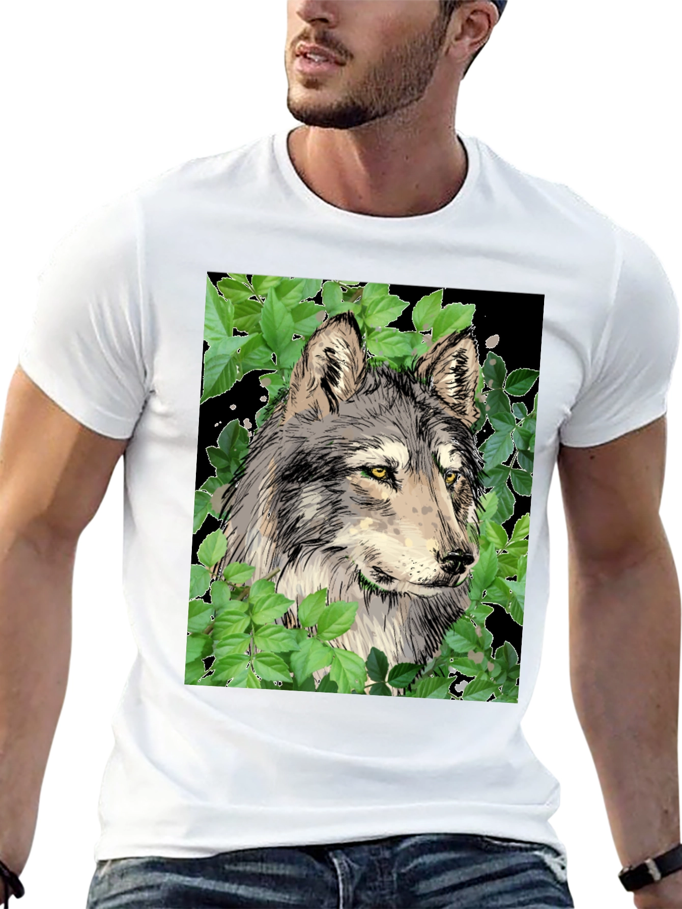 Black Wolf Graphic Black T-Shirt view 13