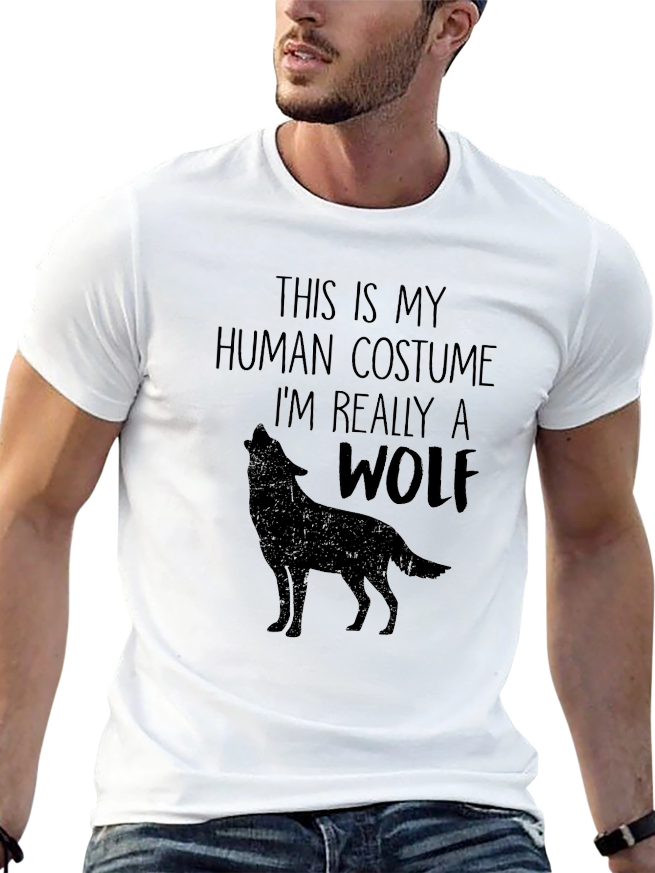 Black Human Costume Wolf Graphic T-Shirt view 13