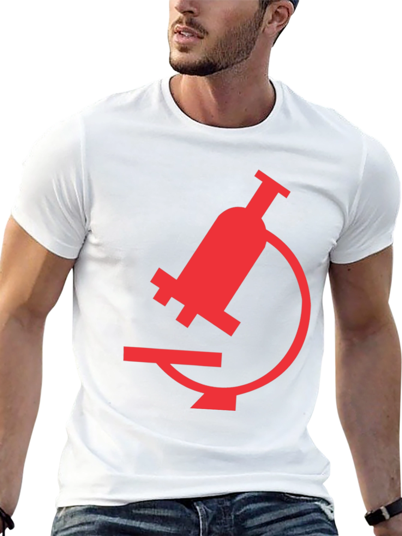 Black Black T-Shirt with Red Microscope Graphic view 13