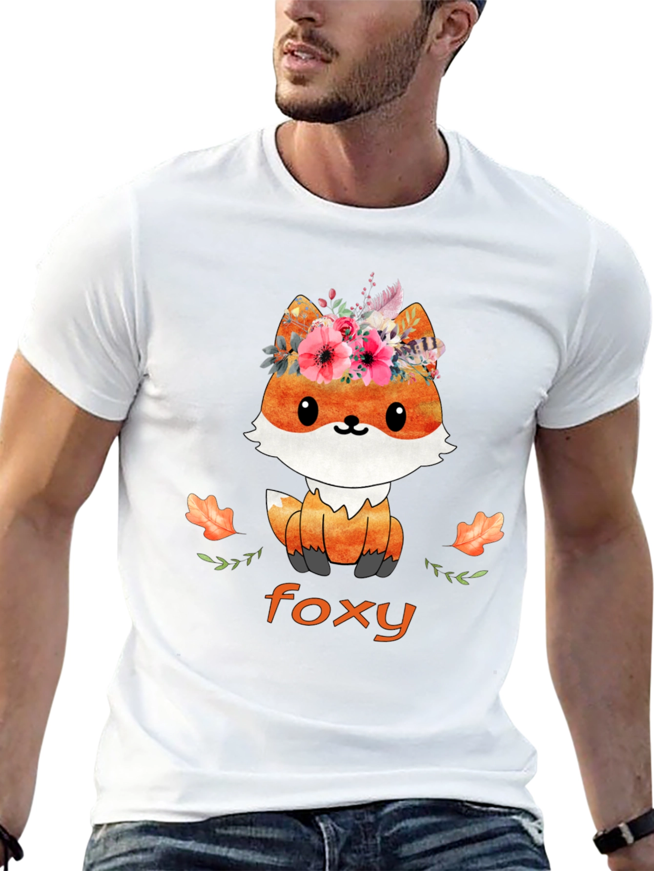 Black Foxy T-Shirt - Cute Animal Graphic Tee view 13