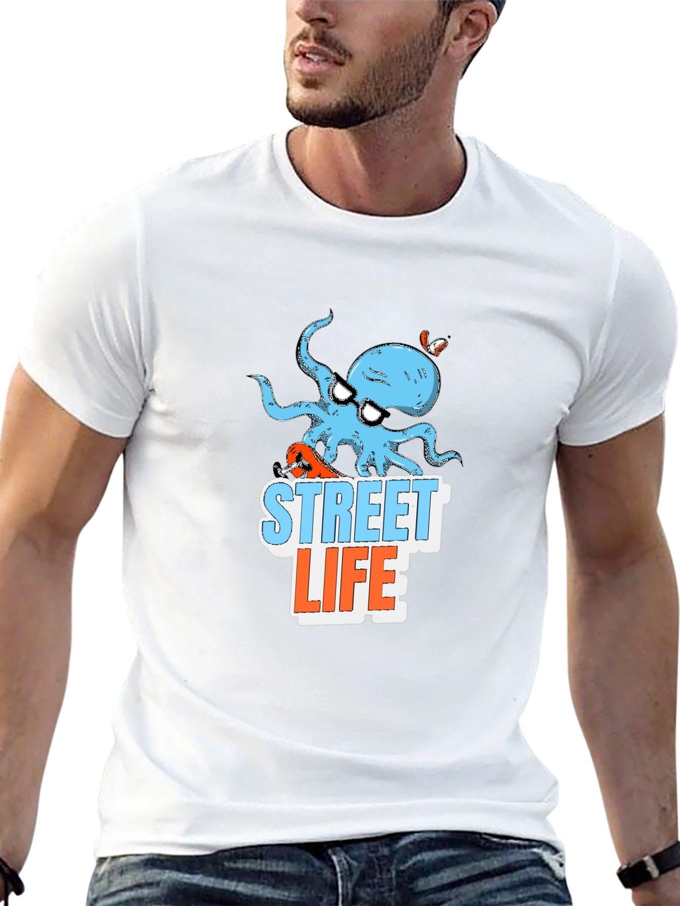 Black Street Life Octopus Graphic T-Shirt view 13