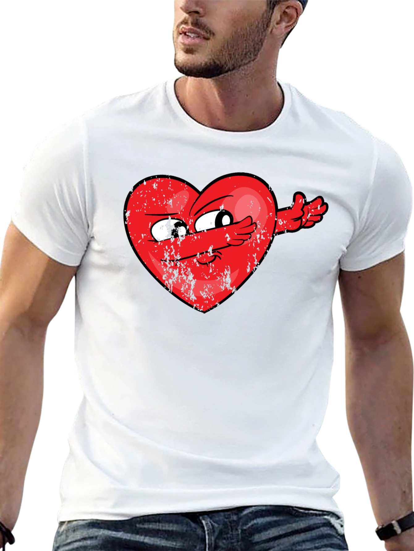 Black Dabbing Heart Graphic Tee - Valentine's Day Humor view 13