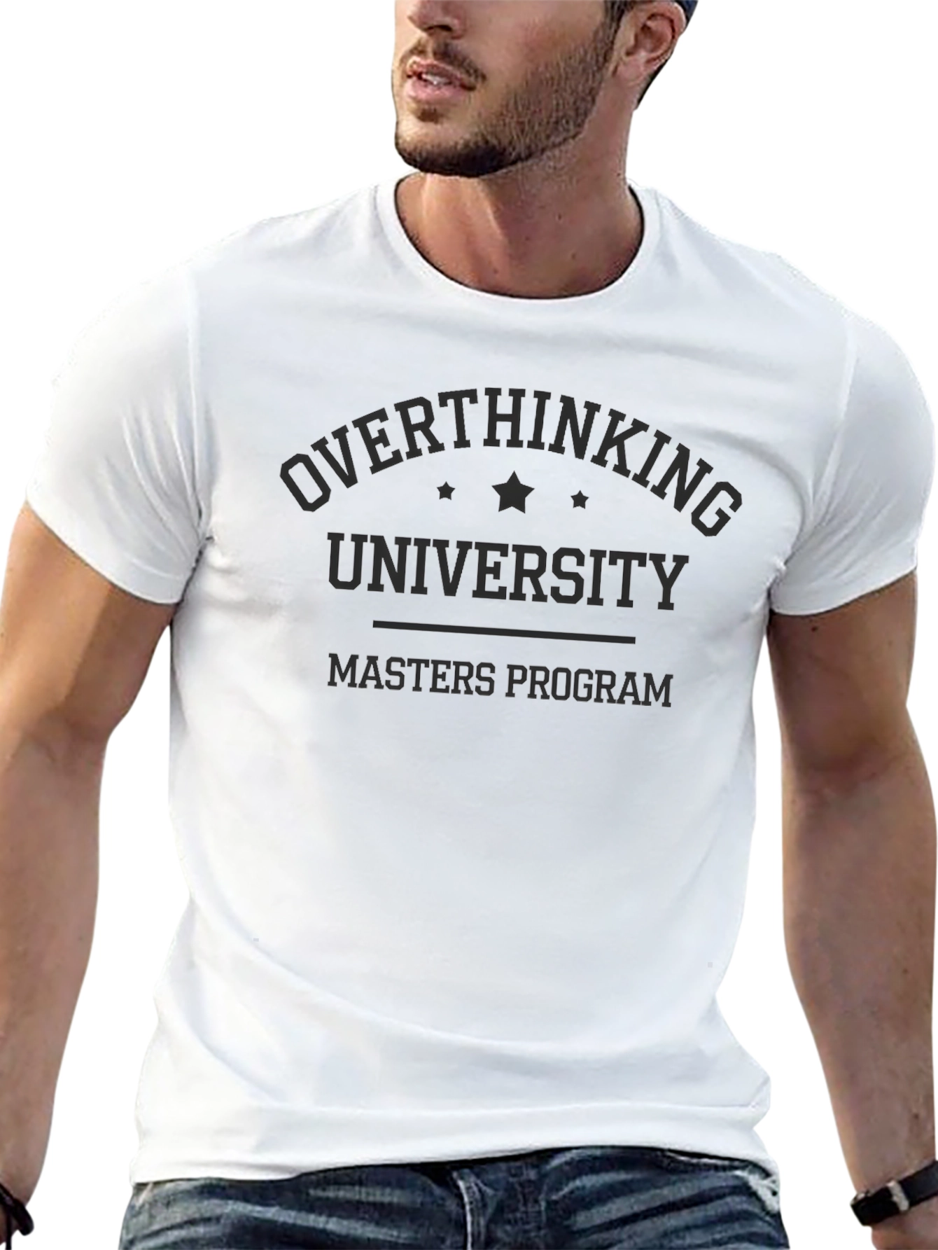 Black Overthinking University Masters Program T-Shirt view 13