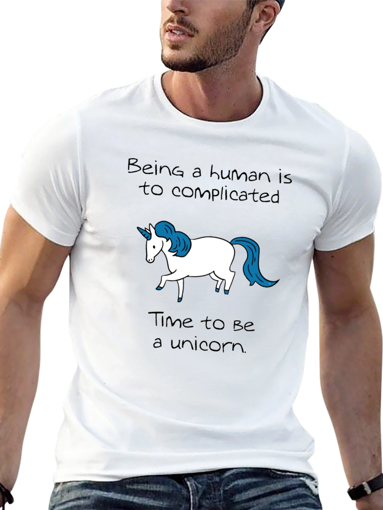 Black Unicorn T-Shirt - Being Human Is Too Complicated view 13