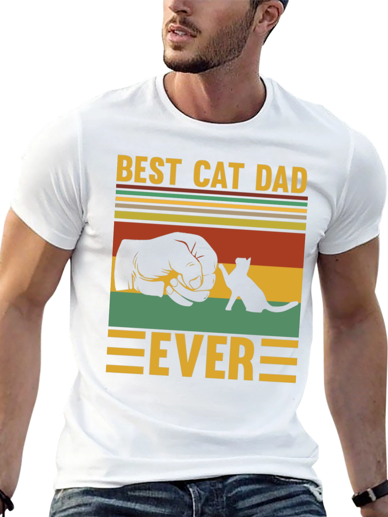 Black Best Cat Dad Ever T-Shirt view 13