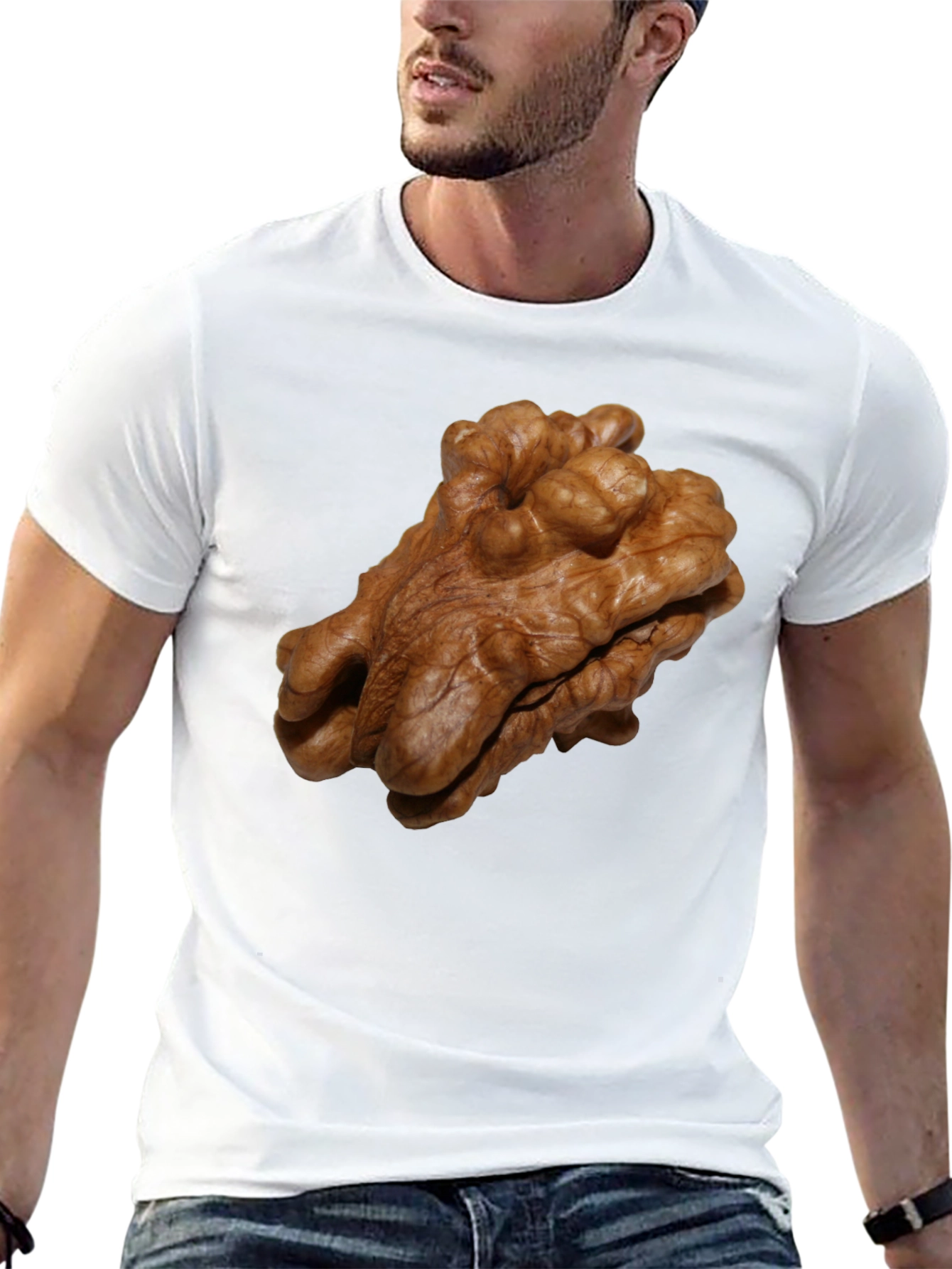 Black Walnut Print Black T-Shirt - Unique Nut Design view 13